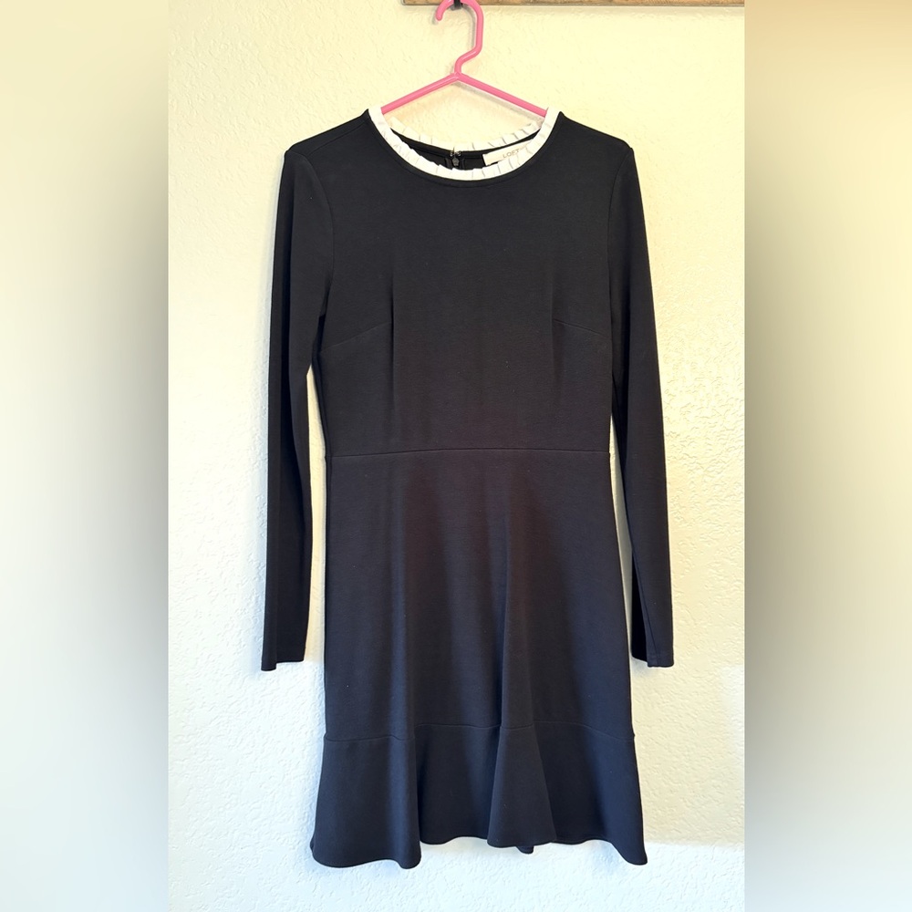 LOFT, Elegant Black Long Sleeve Dress, Size 2